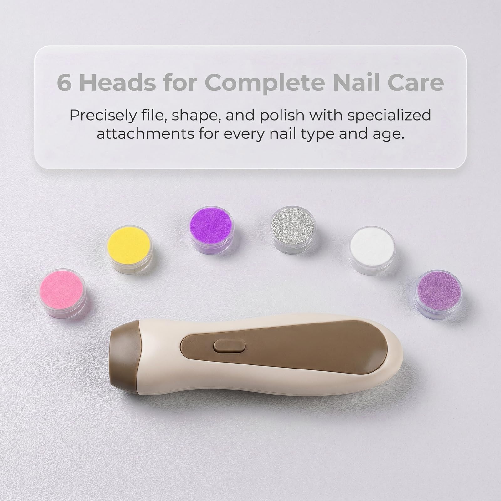 Lime a Ongle Electrique Bebe, Coupe Ongle Bebe avec 6 Têtes, Lumière LED et Boîte de Rangement, Soin Ongles pour Nouveau-Né, Bébé, Adulte, Coupe et Vernis