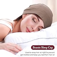 Vista 28 de 4 Pieces Satin Lined Beanie Cap Satin Sleep Lined Hat Slouchy Beanie Hat Night Silk Hair Cap for Women Men