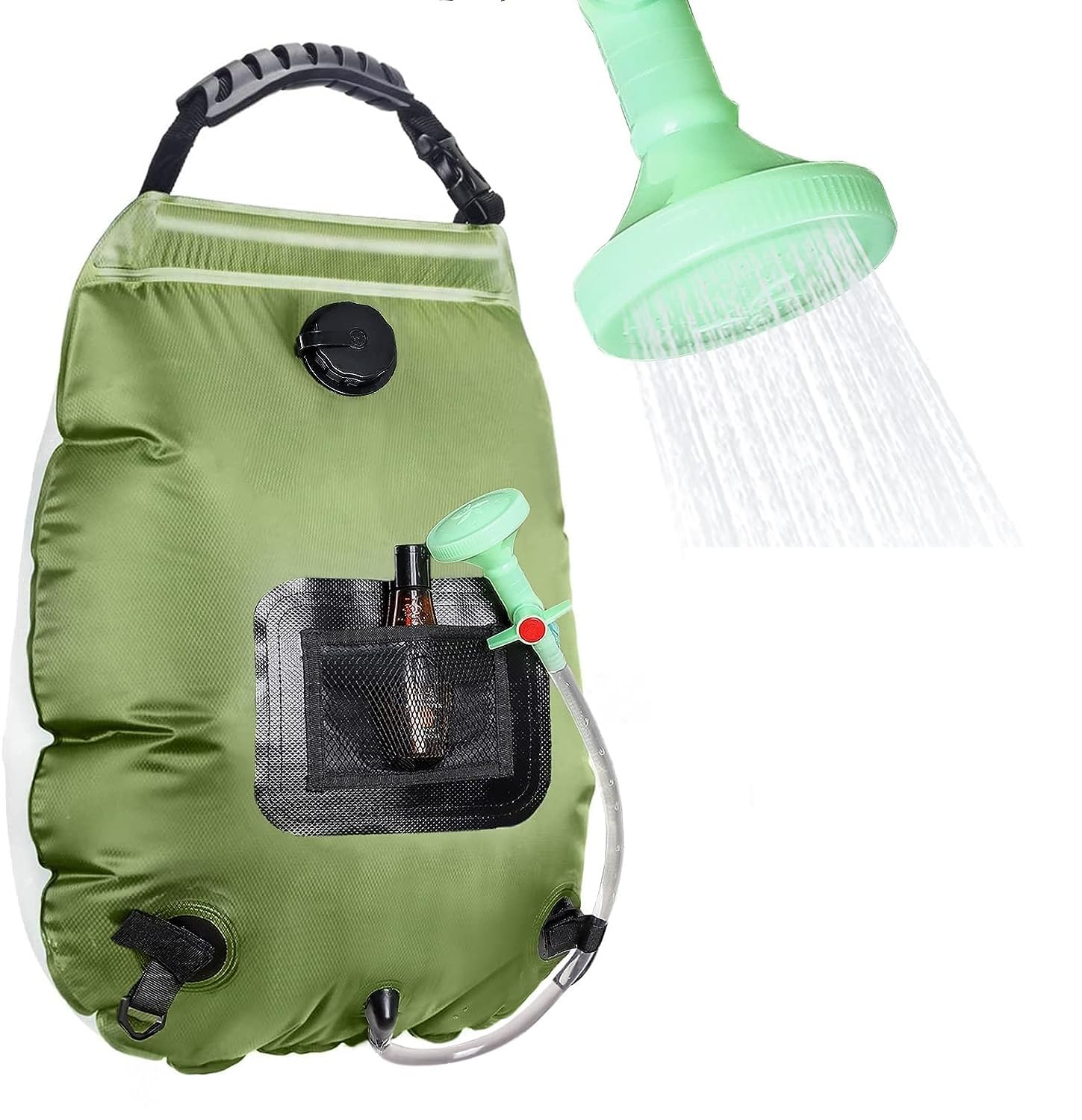 Solar Portable Shower Bag - 5 Gallon/20L, Solar Heating Camping Shower with Removable Hose and On-Off Shower Head, Compact Camping Shower for Camping, Hiking, Traveling