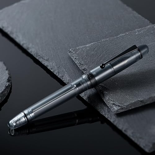 Miniatura 3 de Asvine V126 Pluma estilográfica de llenado al vacío, acrílico negro mate con plumín fino, pluma de gran capacidad con estuche de regalo
