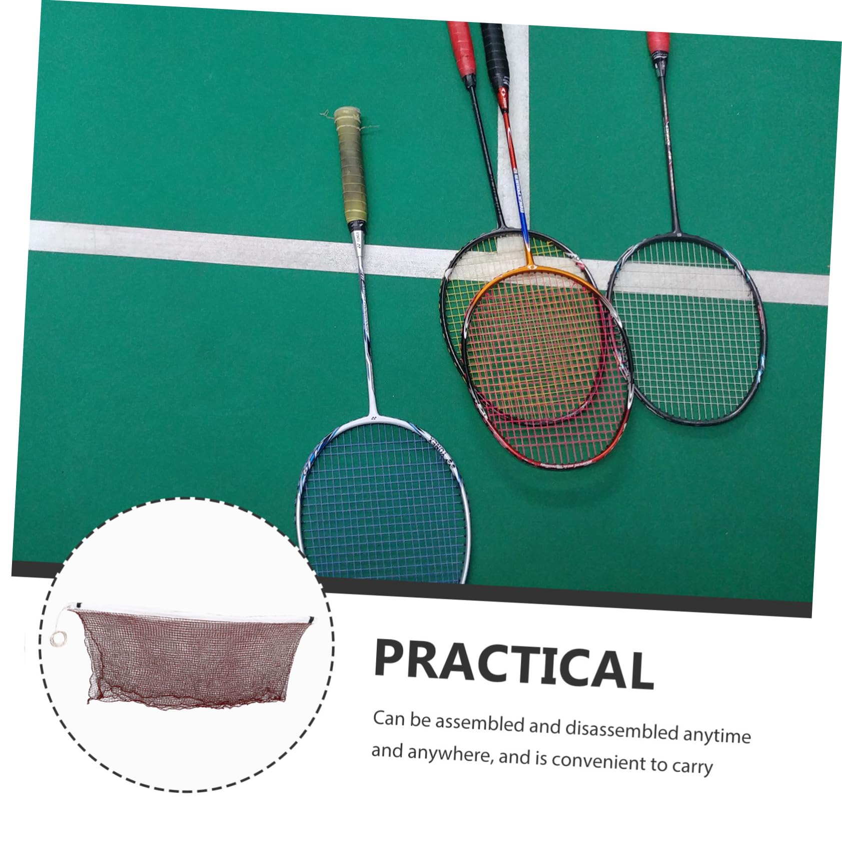 Gogogmee Adjustable Badminton Net Set 1 Set Portable Sports Net Badminton Training Device Replacement for Family Friends