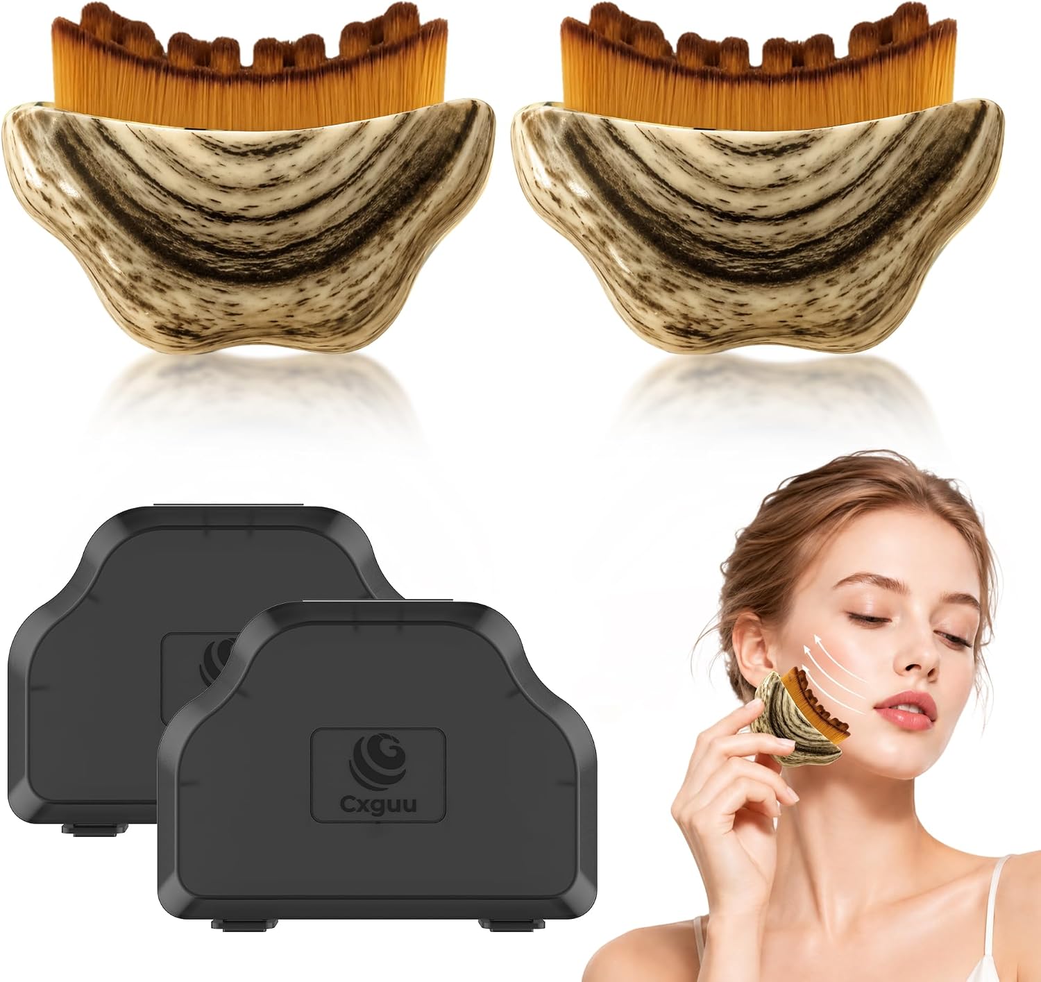 Lymphatic Drainage Brush, Detachable Self-Drain Gua Sha Facial Massager