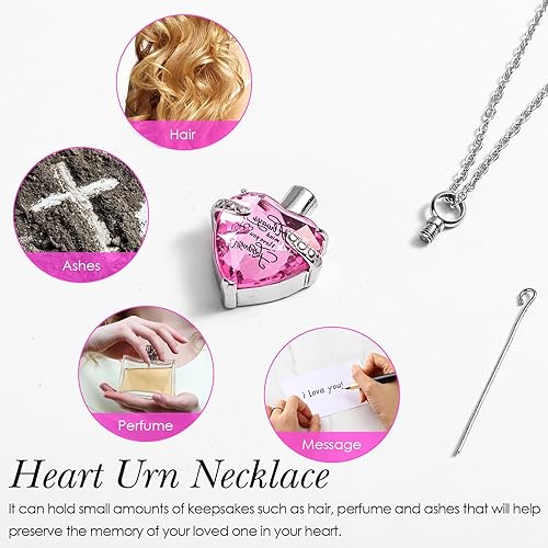 Miniatura 3 de Henoyso 12 piezas de collar de urna para cenizas, cremación a granel, cruz, corazón, joyería cúbica, joyería de acero inoxidable, medallón