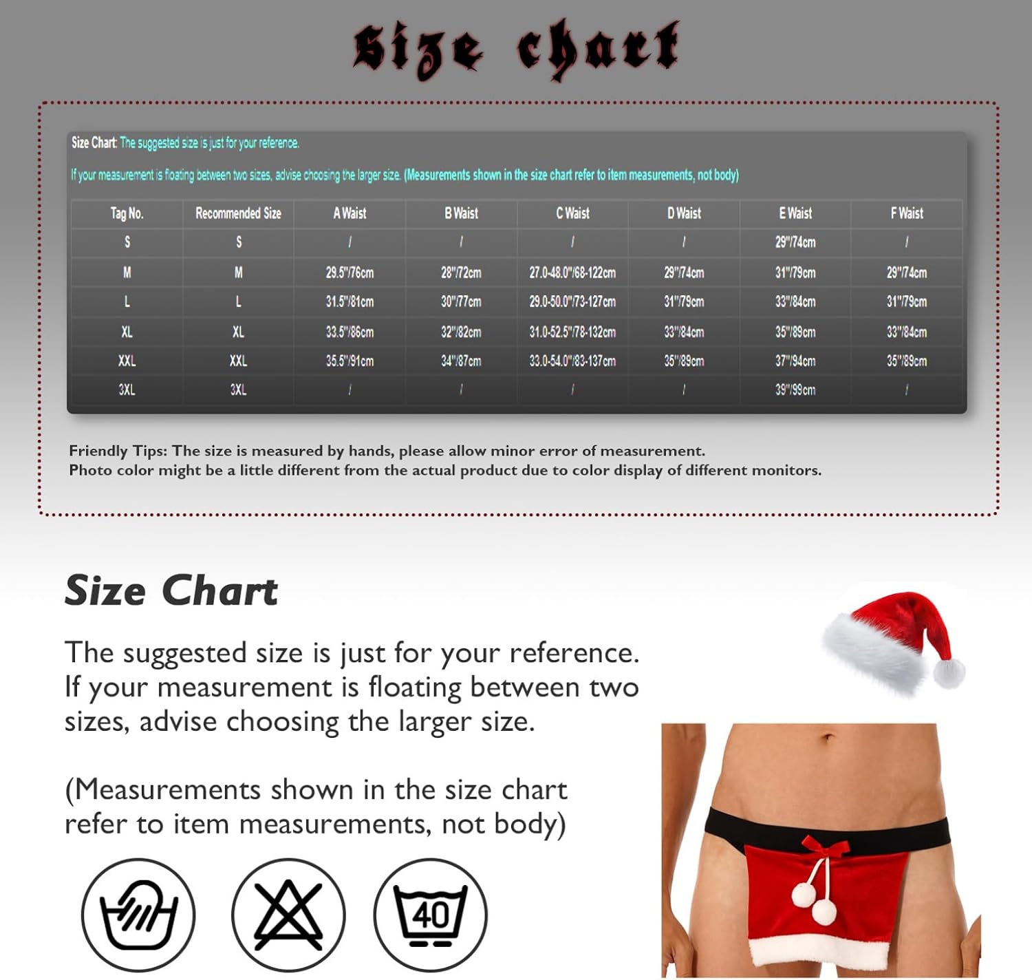 YiZYiF Men's Red Velvet Lingerie Christmas Holiday Backless G-String Thong T-Back with Santa Hat Underwear