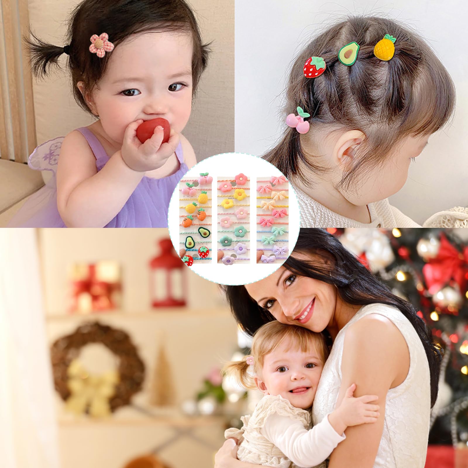 30 Pcs Elastiques Cheveux Bebe Fille,Chouchous Bébé Fille Élastiques à Cheveux de Dessin Animé, Filles Cravates De Cheveux Titulaires de Queue de Cheval (Multicolore)