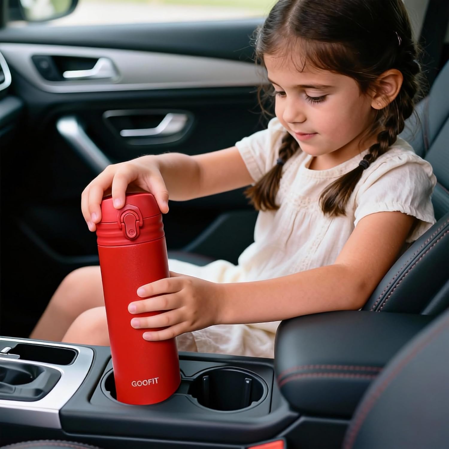 GOOFIT Thermos Double Wall Vacuum Kids Water Bottle,with Snap-On Lid and Locking Ring Insulated Water Bottle BPA Free Suitable for Schools and Travel 16 Oz Red - Image 7