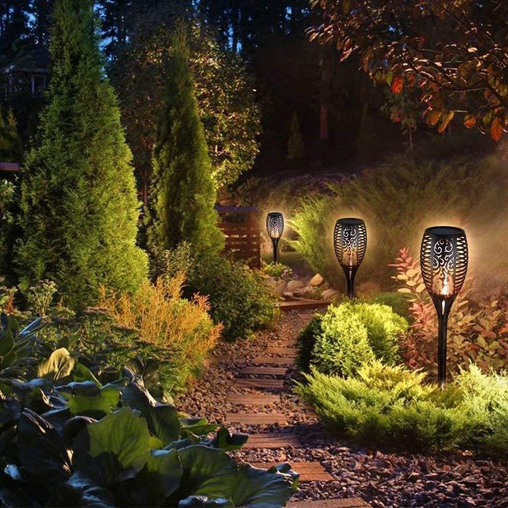 LED-Solarleuchte, Solarleuchten für den Außenbereich, flackernde Flammen Fackel, Solar-Gartenleuchten, wasserdicht, Landschaftsbeleuchtung, Dämmerung bis Morgendämmerung, automatisches An-/Ausschalten