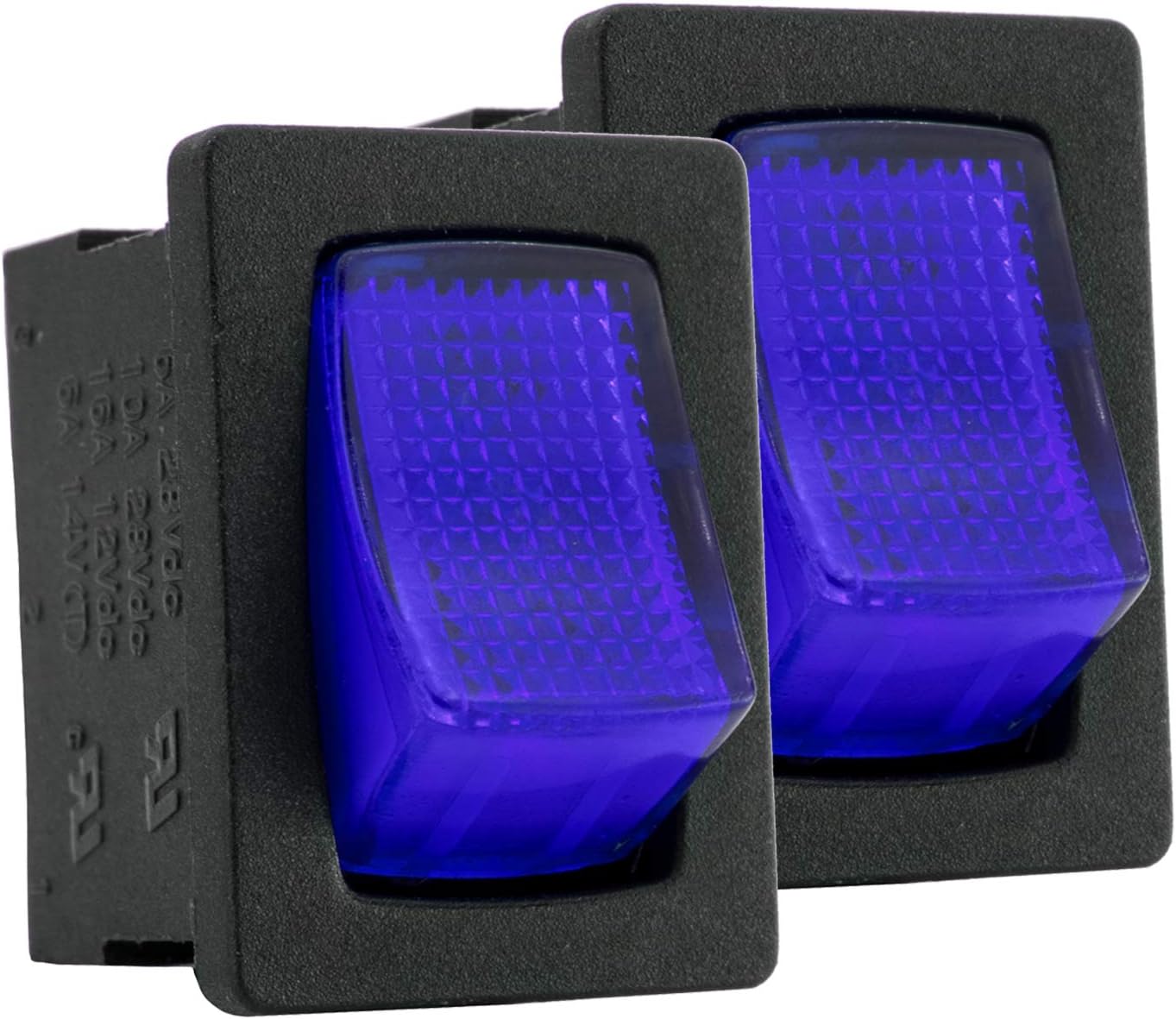 RecPro RV Mini Toggle Switch with LED | Red or Blue | Backlit | 2-Position Toggle Switch (Blue, 2-Pack)