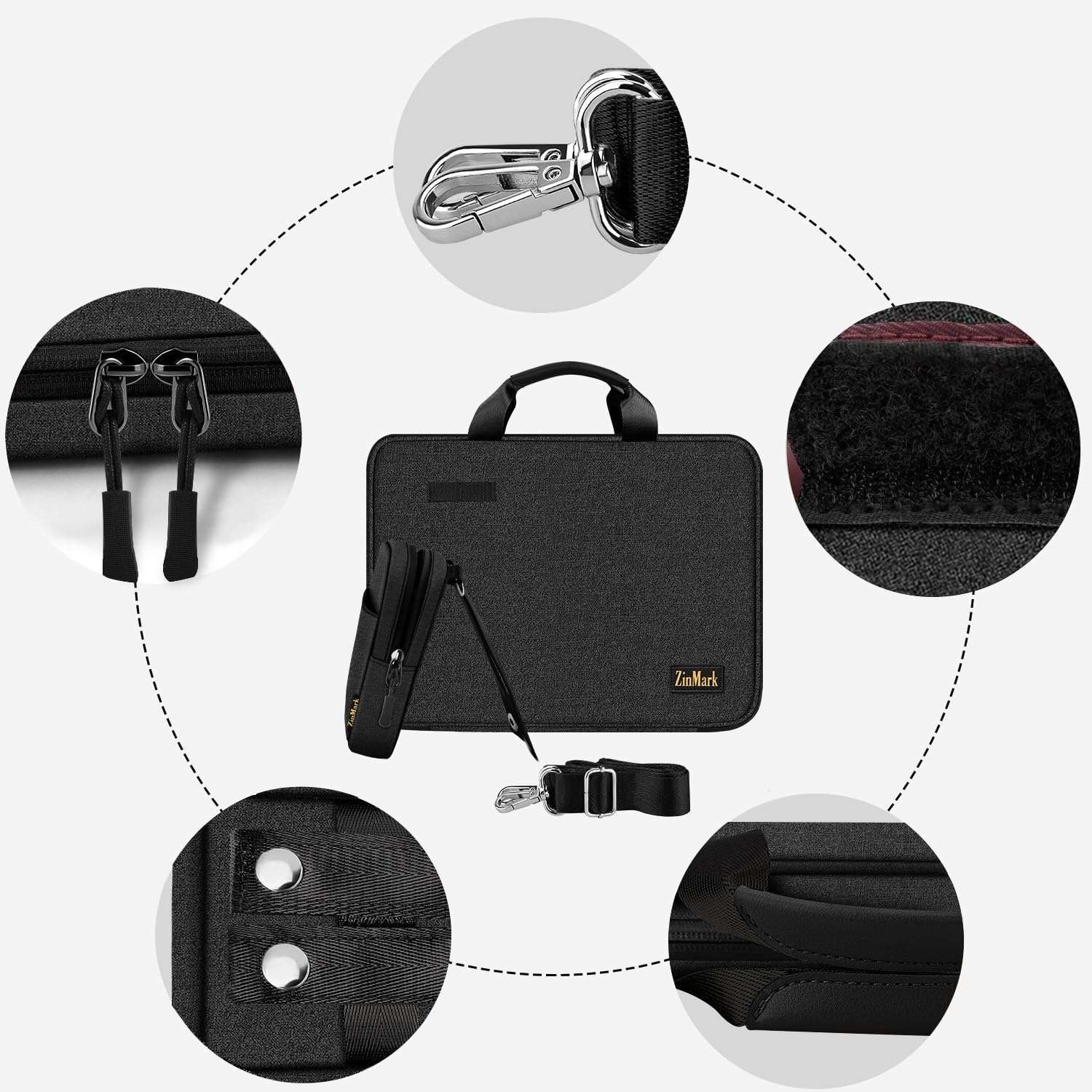 Laptop Case 15.6 Inch Briefcase Military-Grade Protection with Detachable Belt Bag, Compatible All Model of 15-16 Inch MacBook Pro and Most Popular 15.6 Inch Notebooks Chromebooks (Black) - Image 6