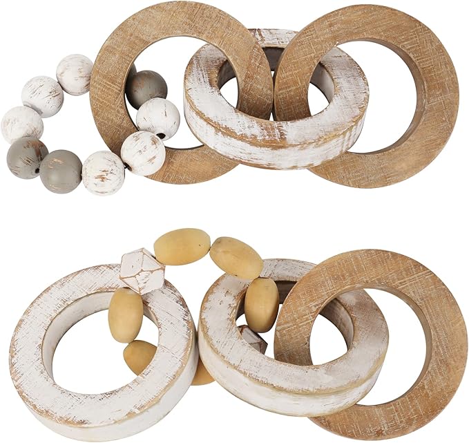 Rustic Wooden Chain Link for Boho Home Decor, Handmade