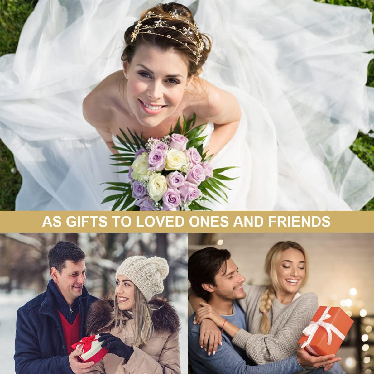 FERCAISH Rhinestone Crystal Crown, Star Hair Jewelry Bridal Headpiece for Christmas/Photography/Party, Princess Rhinestone Crown for Women - Image 7