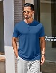 COOFANDY Henley Chemises coton manches courtes T-Shirt casual Bouton Henley Basic T Shirts pour homme