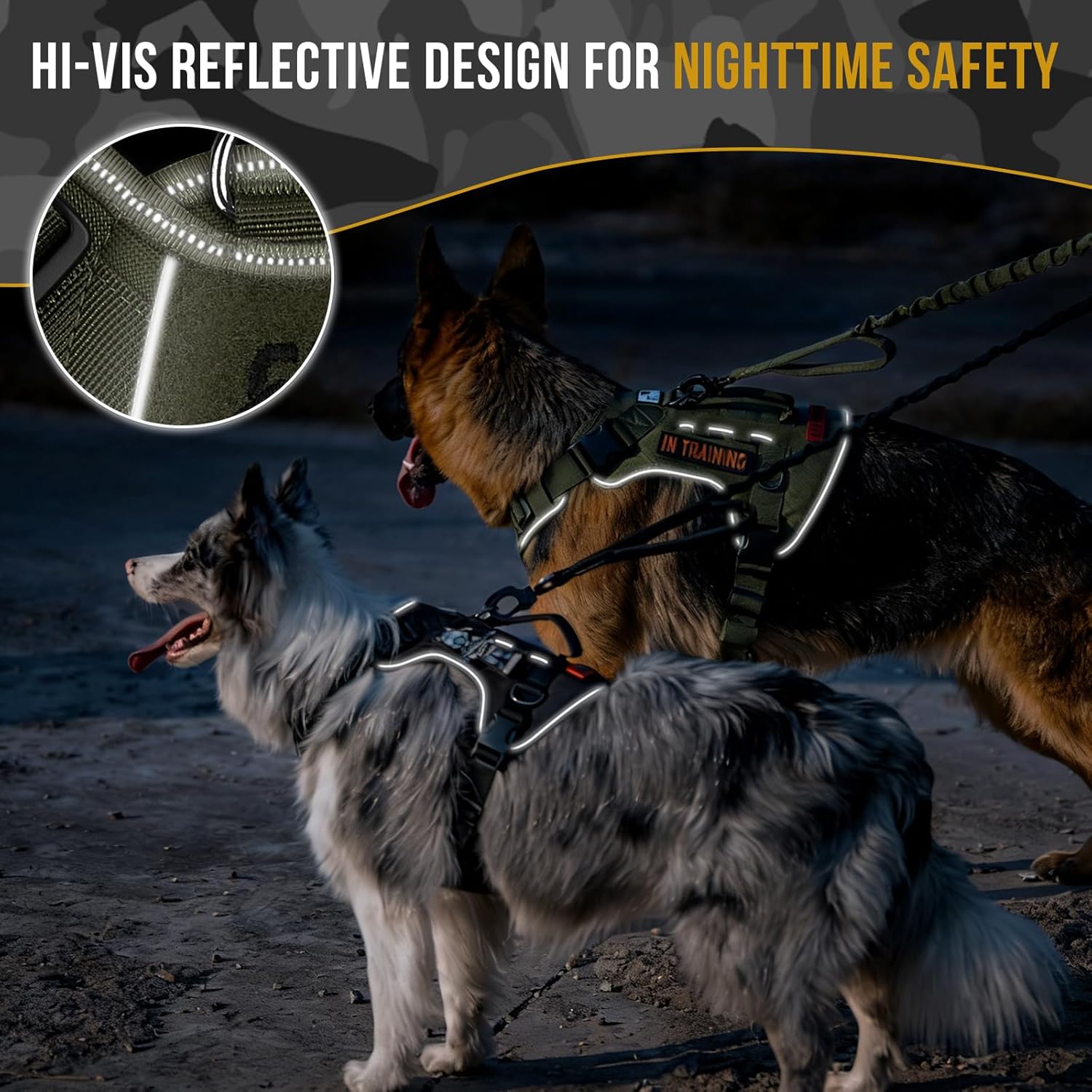 OneTigris No Pull Tactical Dog Harness for Medium Large Dogs, Reflective K9 Working Easy Control Vest with Hook & Loop Panels, Adjustable Dog Vest Harness for Walking Hiking Training