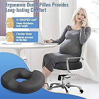 Vista 3 de CloudBliss Cojín de asiento con forma de dona para aliviar el dolor del coxis y hemorroides, cojín de espuma viscoelástica para embarazo posparto