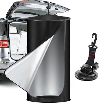 Pop Up Privacy Tent for Car, 69in Portable Camping Shower Tent with Liftgate Suction Pod and Hanging Straps, 210D Silver Coating Outdoor Instant Bathroom Toilet Tents with Carry Bag