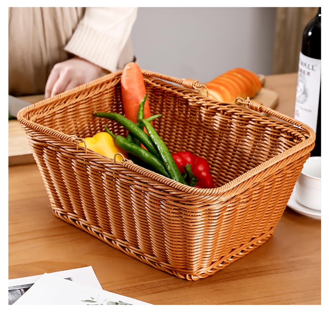 RT&BS Grand Panier de Pique-Nique en Osier avec Poignée, Panier à provisions en Osier, Paniers de Récolte, Parfait pour Shopping, Pique-Nique, Récolte, Stockage (G, Rectangle)