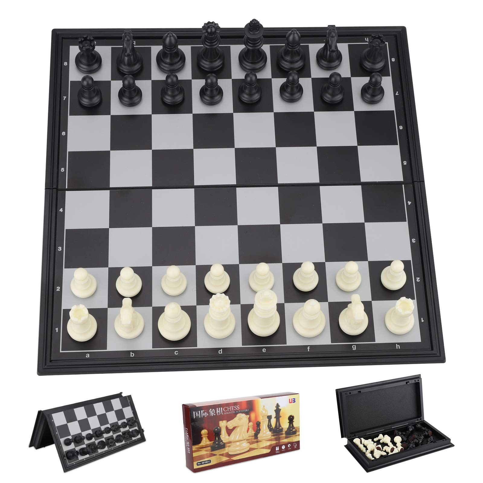 Set Scacchi Da Viaggio Magnetico In Legno 30,5 Cm - Pieghevole Con Pezzi Intagliati, Per Bambini E Adulti