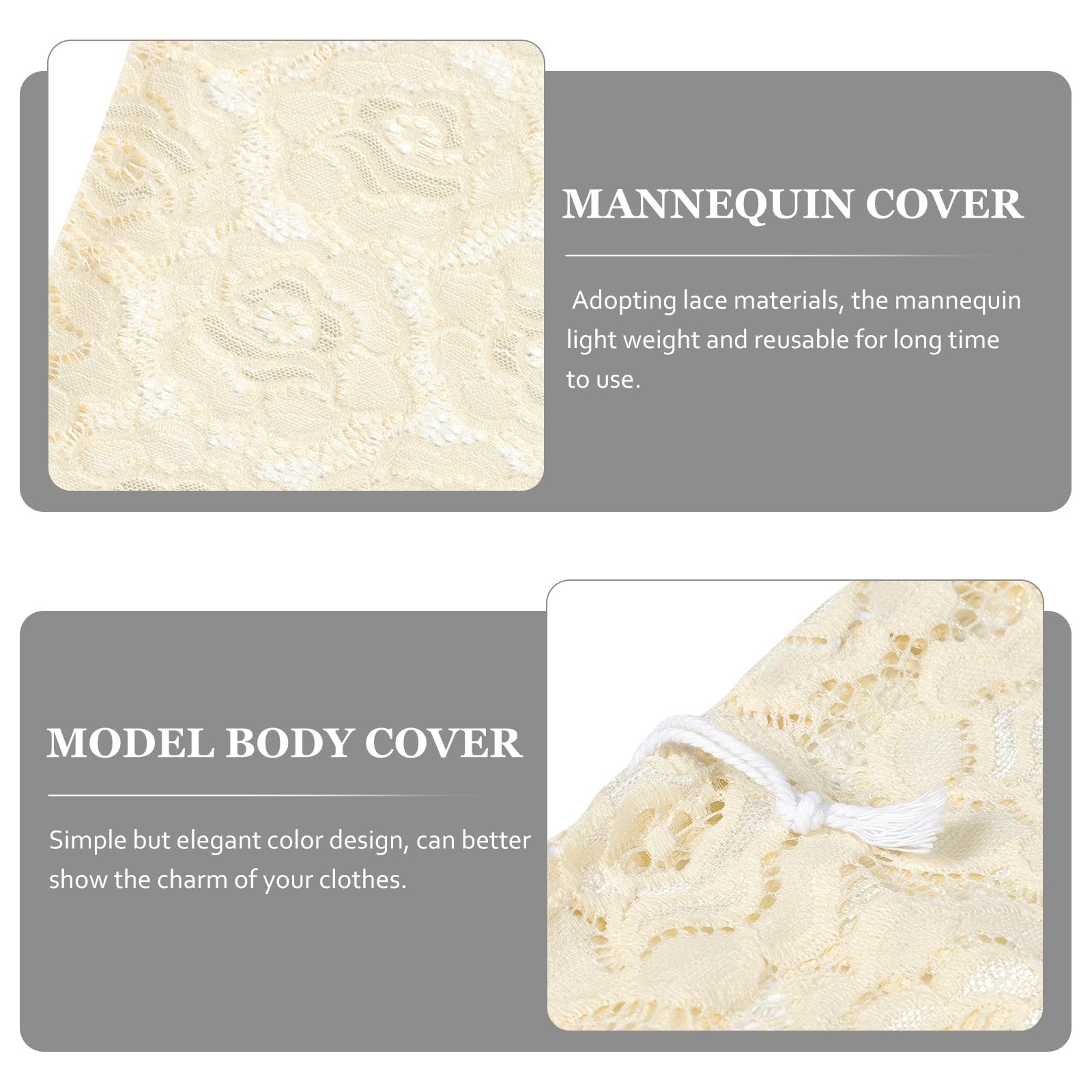 Housse de Mannequin Demi-Corps Légère et Flexible en Dentelle Élégante pour Affichage D'accessoires et Bijoux pour Robe Féminine