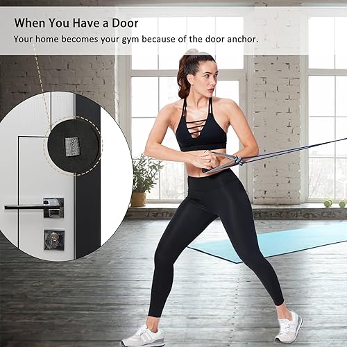 Miniatura 4 de Manijas de banda de resistencia, anclaje de puerta, kit de accesorios de correa de asistencia para bandas elásticas y tubos, accesorios de bandas de