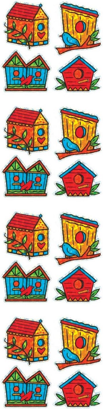 Jillson Roberts Prismatic Stickers, Mini Birdhouses, 12-Sheet Count (S7247)