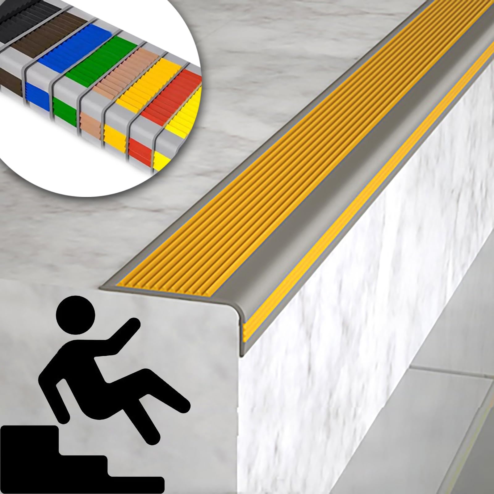 Non-Slip Step Edge Protector,Flexible Rubber Stair Edge Protector,indoor stair nosing Guard Strip,Self-Adhesive Stair Step Transition Strip,Safety Corner Edge Guard Strip,Fire retardant waterproof. (
