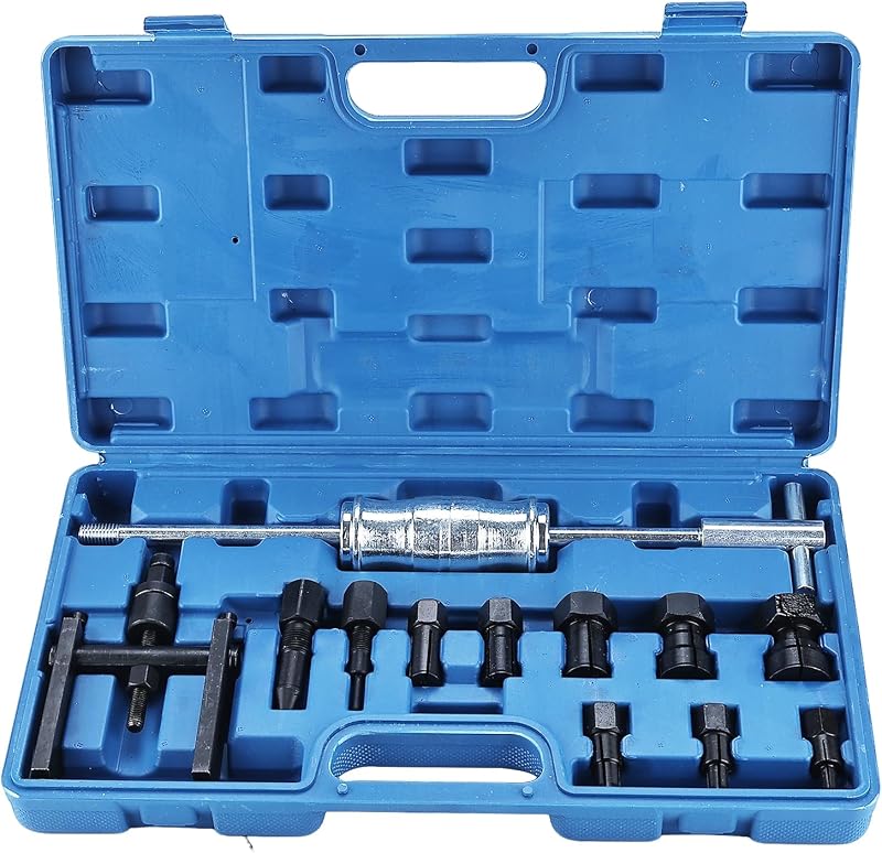 Set de extractor de rulmenți FreeTec din 12 piese pentru rulmenți interiori orbi de 8-32 mm, cu ciocan culisant și adaptoare expandabile pentru motociclete și ATV-uri