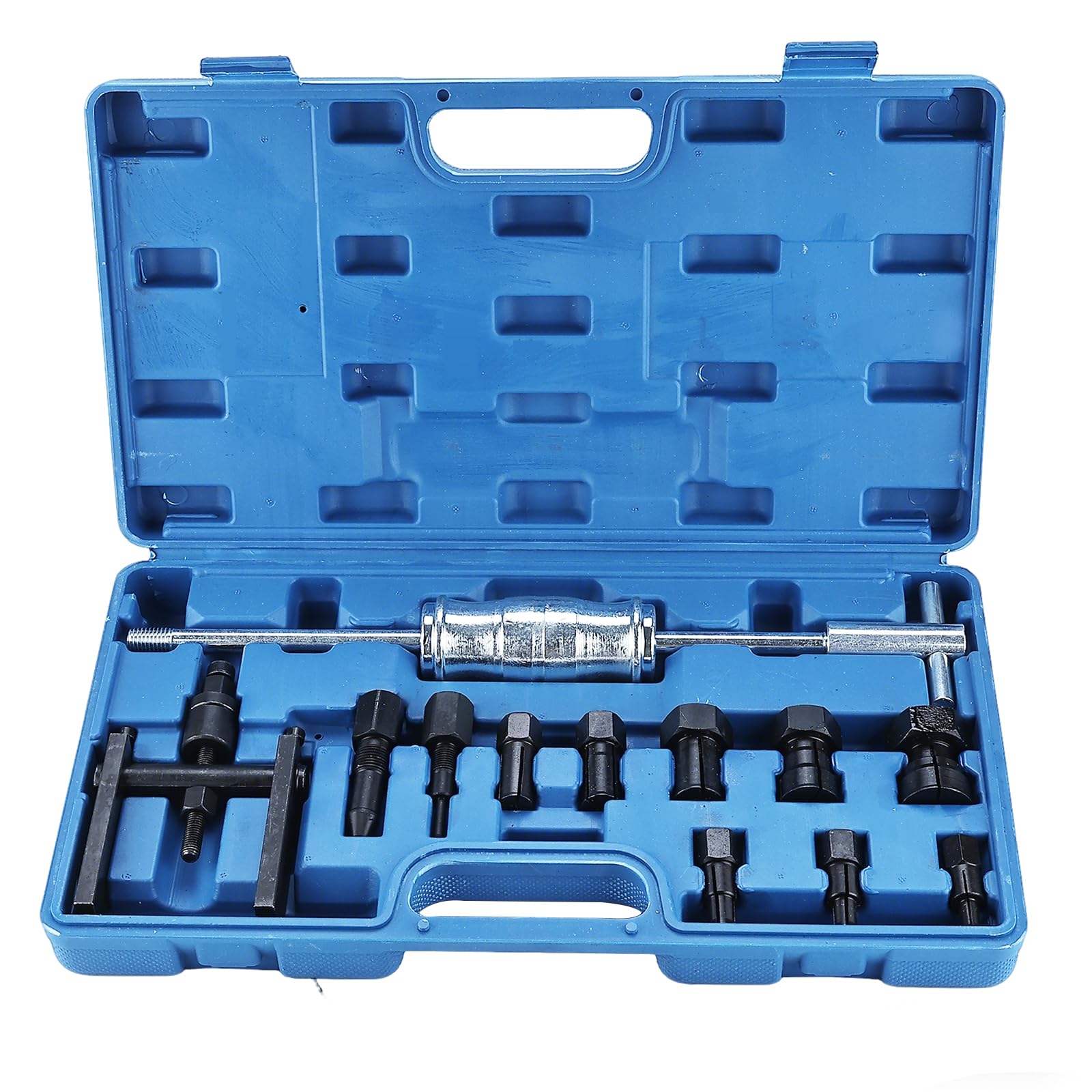 FreeTec 12 pcs Extracteur Roulement Interieur, 8mm-32mm Arrache Roulement Inertie, Arrache a Inertie Roulements Interieur avec Marteau & Extracteur 2 Mors pour Voiture Camion Moto (Bleu)
