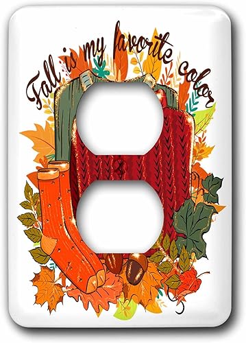 3dRose Fall is My Favorite Color of Orange Brown Green - Light Switch Covers (lsp-371529-6)
