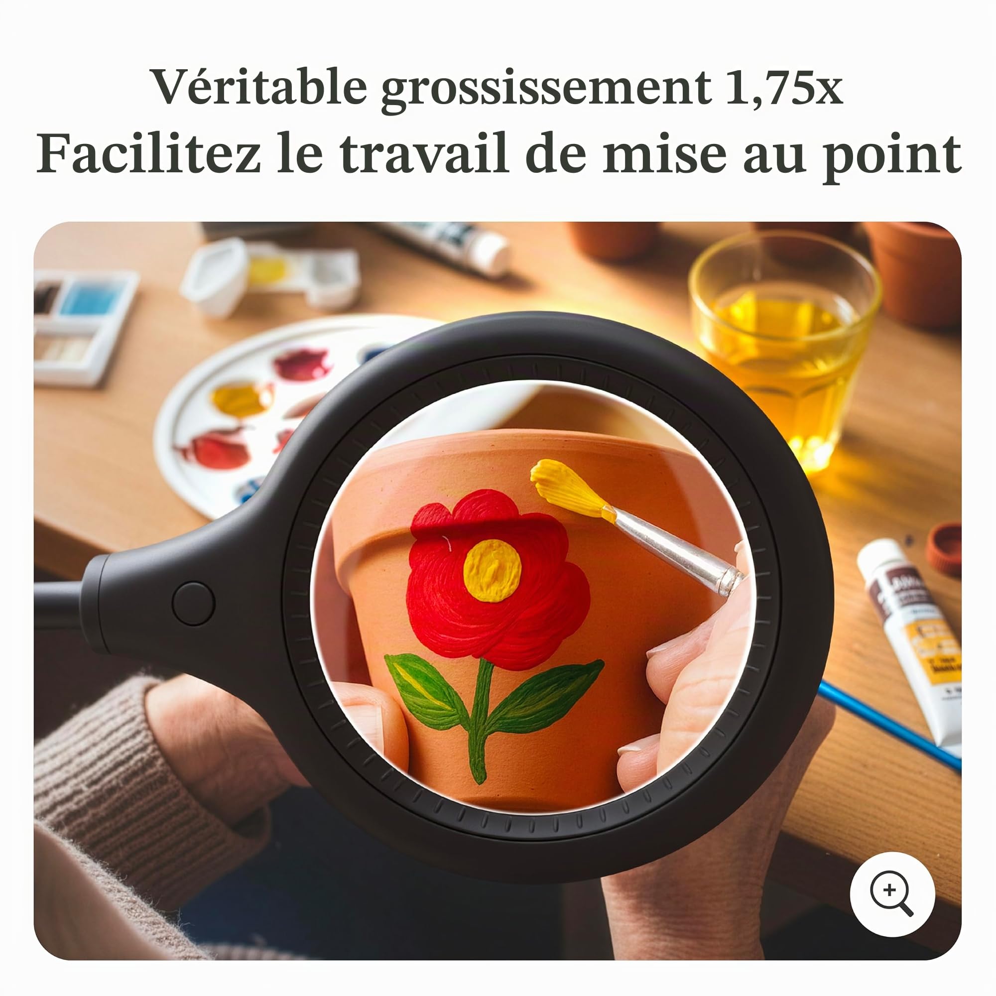 Brightech LightView Pro Flex 2 en 1 : Loupe 1.75x avec lumière LED - Lampe loupe avec Socle et Pince - pour la Lecture, la Couture, Les travaux d'aiguille, Les Puzzles et Les Loisirs créatifs.