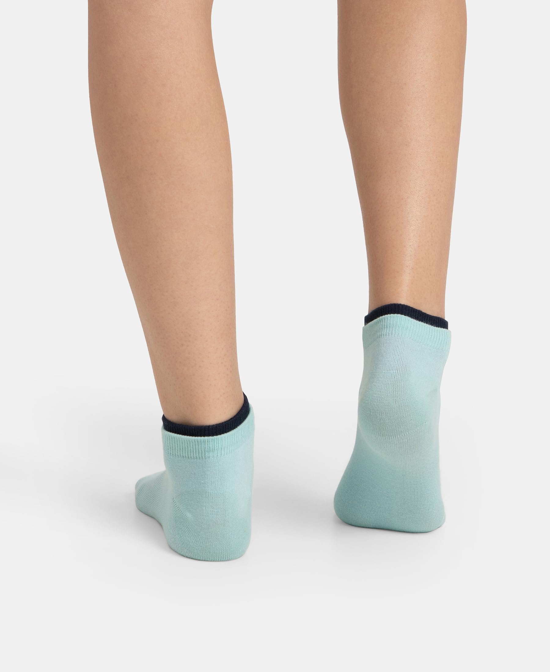 Jockey 7491 Women's Compact Cotton Stretch Solid Low Show Socks with Stay Fresh Treatment (Pack of 2)_Pastel Turquoise & Navy_FREE SIZE - Image 4 thumbnail