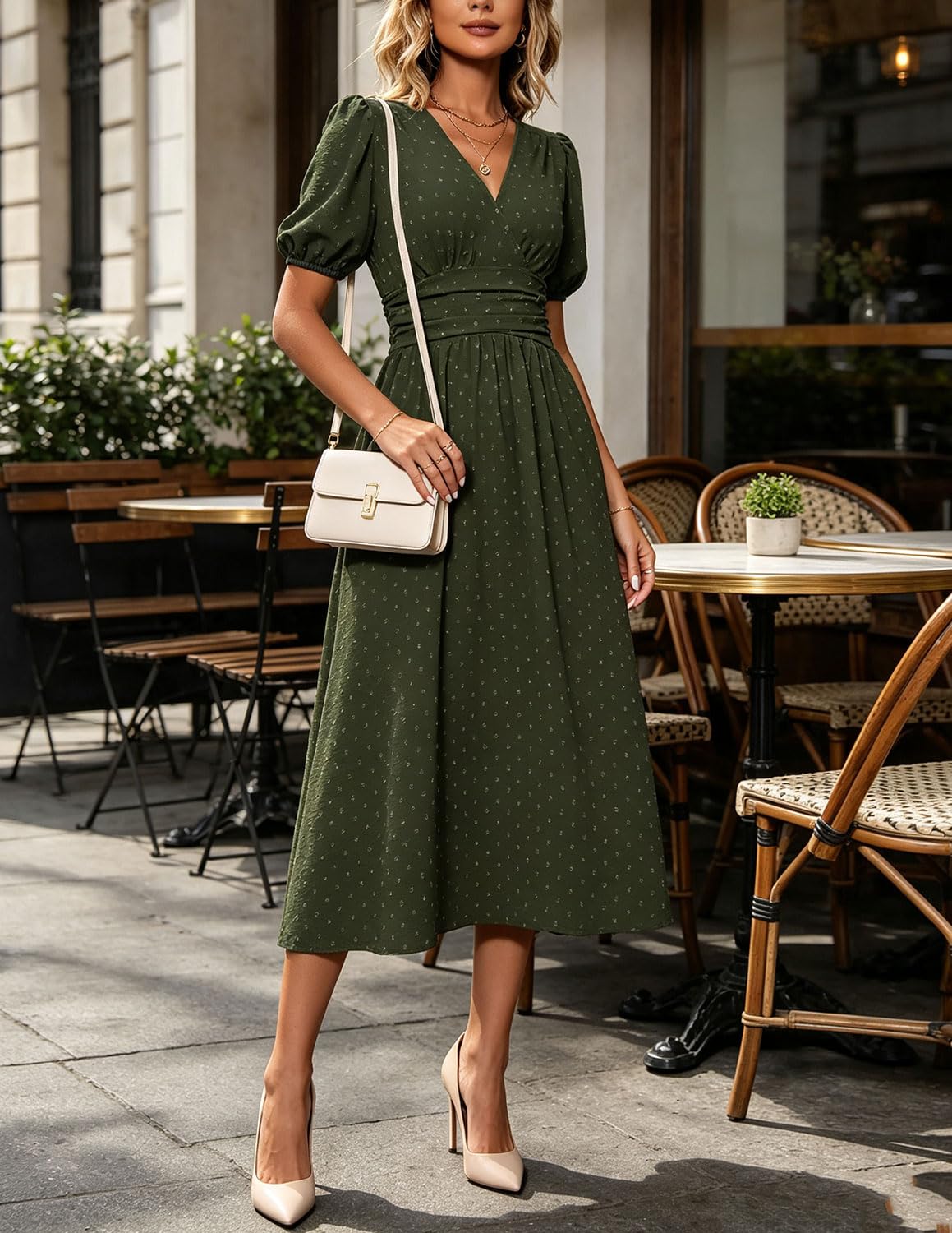 Damen Kleider Sommer Elegant Kurzarm V-Ausschnitt Sommerkleider A-Linie Blumenmuster Wickelkleid Partykleid Abendkleider