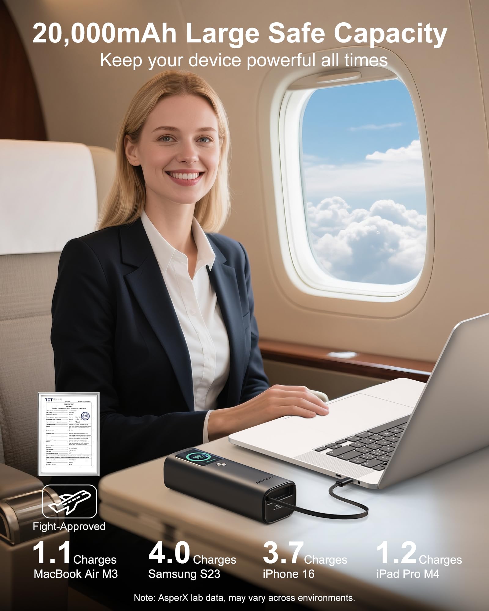 Batería externa de 100 W, 20.000 mAh, carga de varios dispositivos para viajes al aire libre para portátiles externos, baterías de teléfono móvil