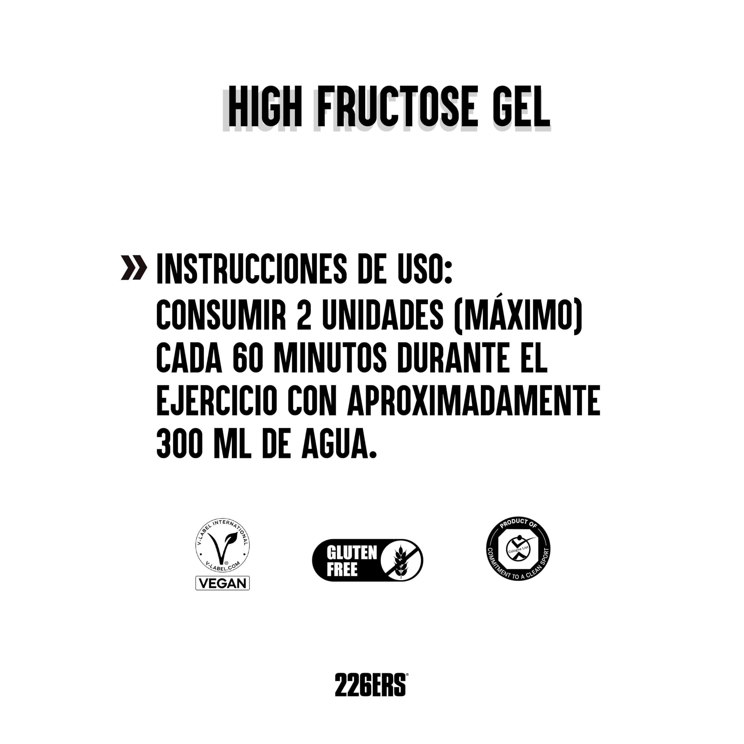 226ERS - High Fructose, Gel Energético para Deportistas, con Maltodextrina y Fructosa, Vegano y Sin Gluten, Aporte Hidratos de Carbono, Sabor Fresa, 1 Gel x 80 g