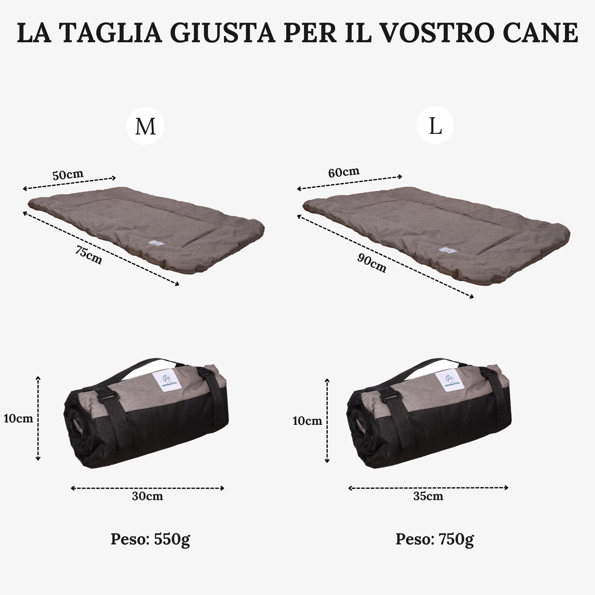 Tappetino per cani da viaggio, arrotolabile (Marrone, M)