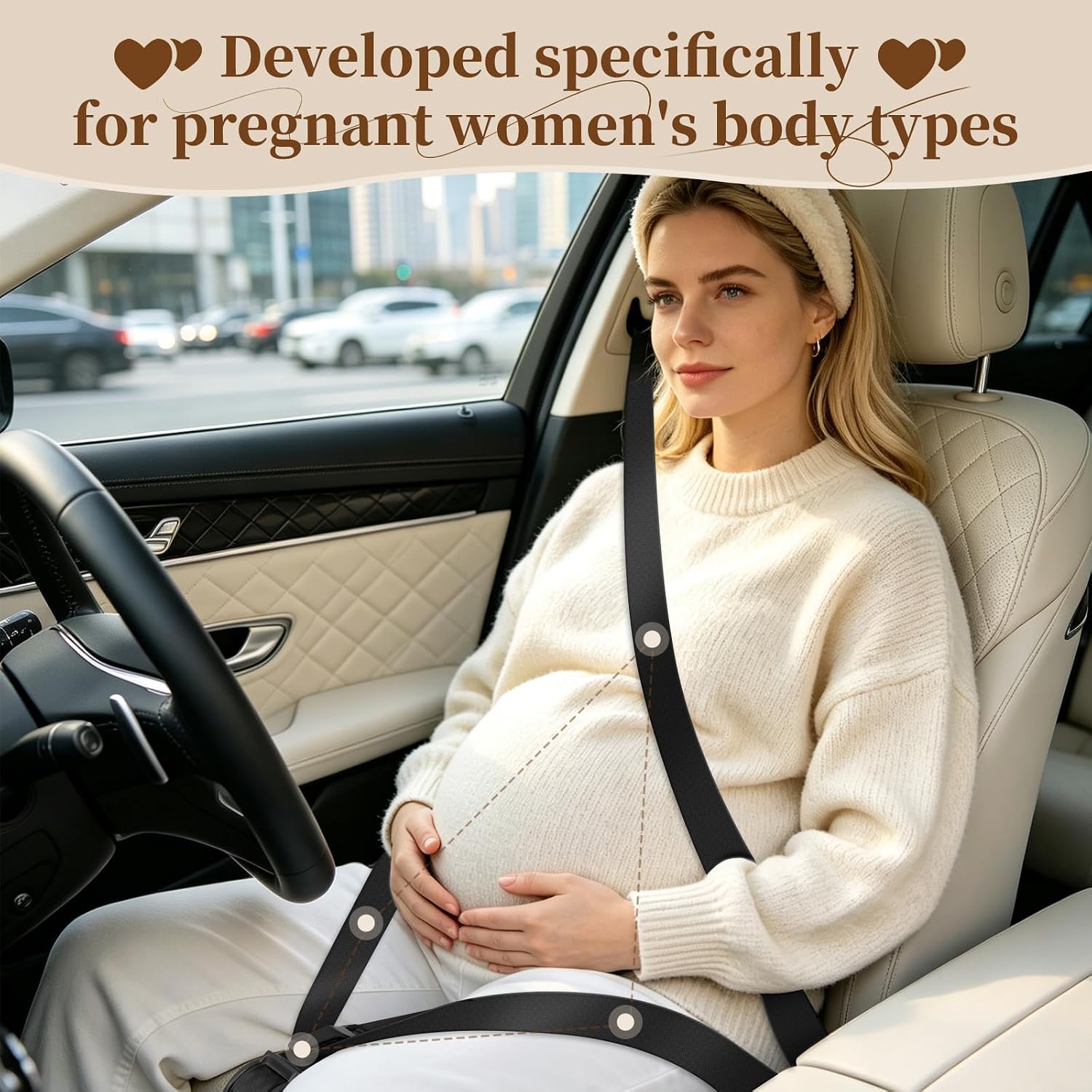Mimibelt Car Seat Pillow for Pregnancy (Black)