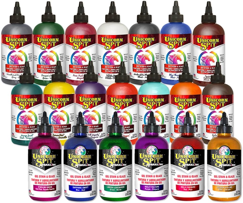 Unicorn SPiT - Gel Stain & Glaze - 20 Complete Paint Collection - 8oz Original and Sparkle Collection plus PTP Flash Deals Exclusive Guide