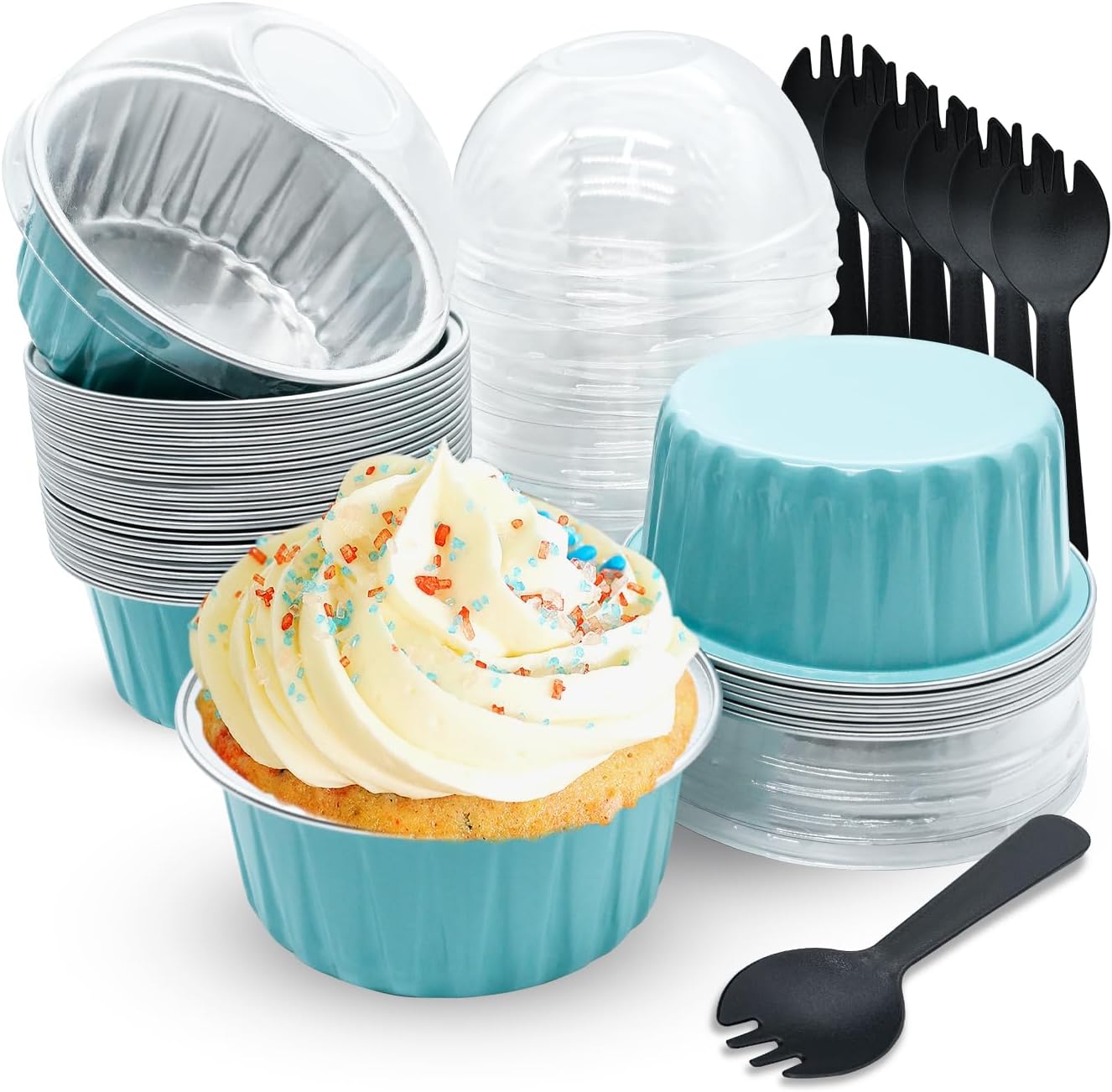 Aluminum Baking Cups with Lids, OYEL 30pcs 5oz Disposable