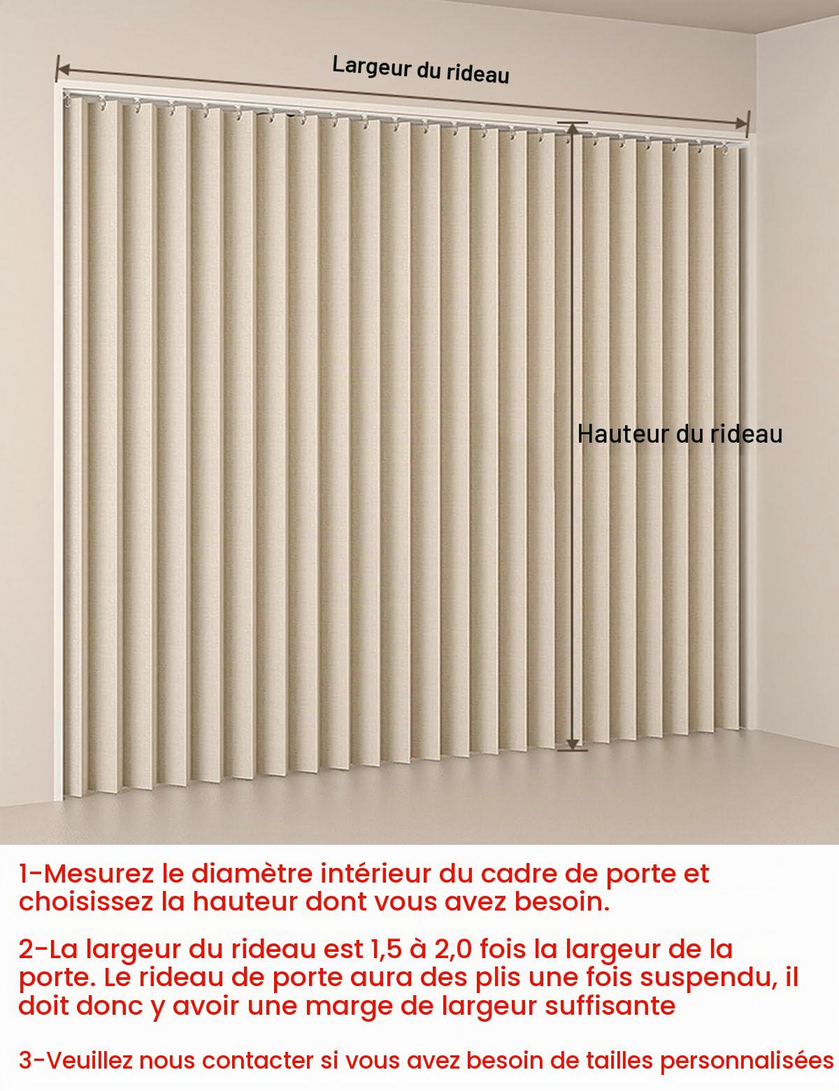 Rideau Accordéon Porte Entrée Interieur, Occultant Isolant Thermique Rideau de Porte Sans Percage avec Tringle Extensible/Bouton Magnétique Porte Accordeon pour Salon et Cuisine(B,Track W150cm/Curtain