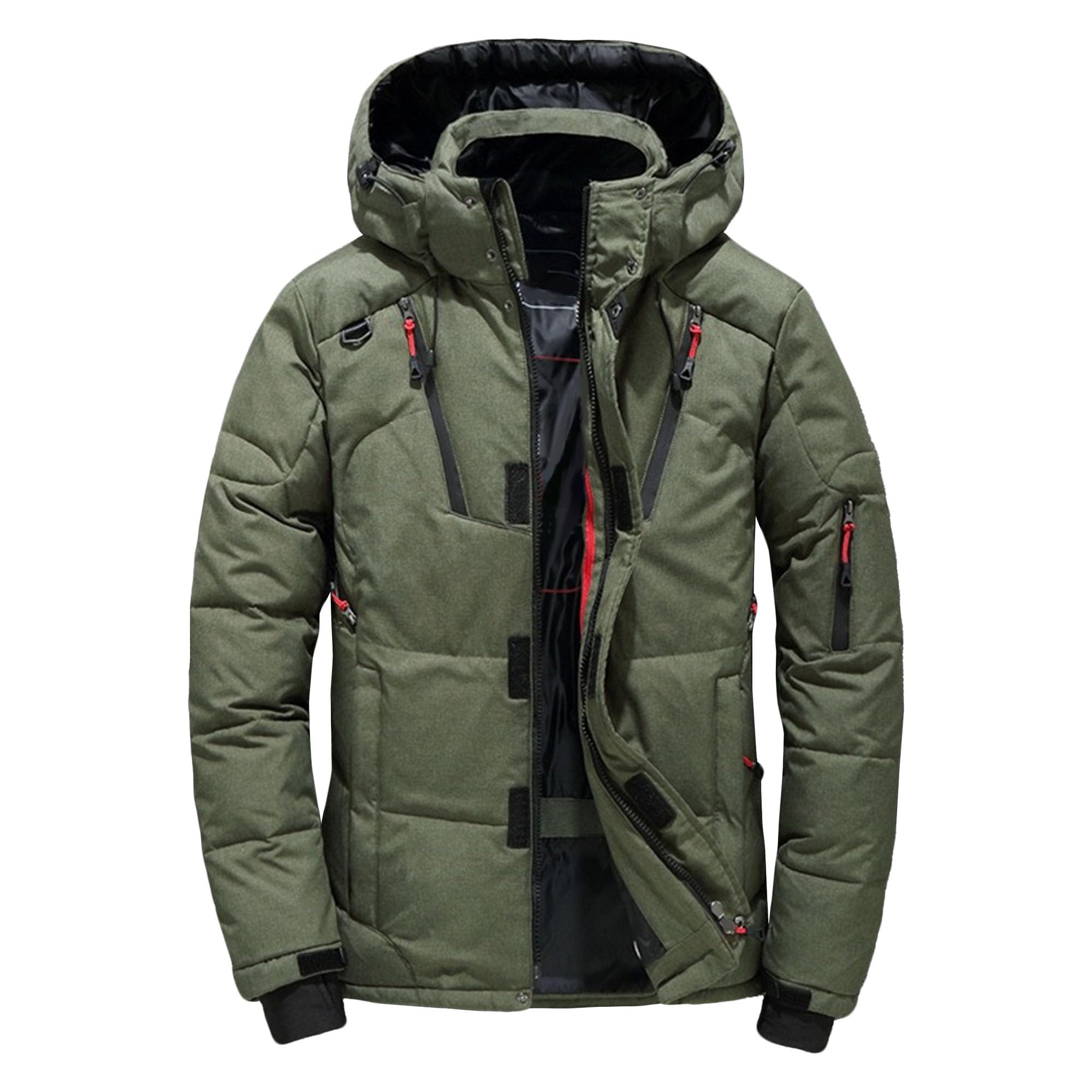 Piumino da uomo con cappuccio parka invernale spesso caldo parka casual piumino esterno termico