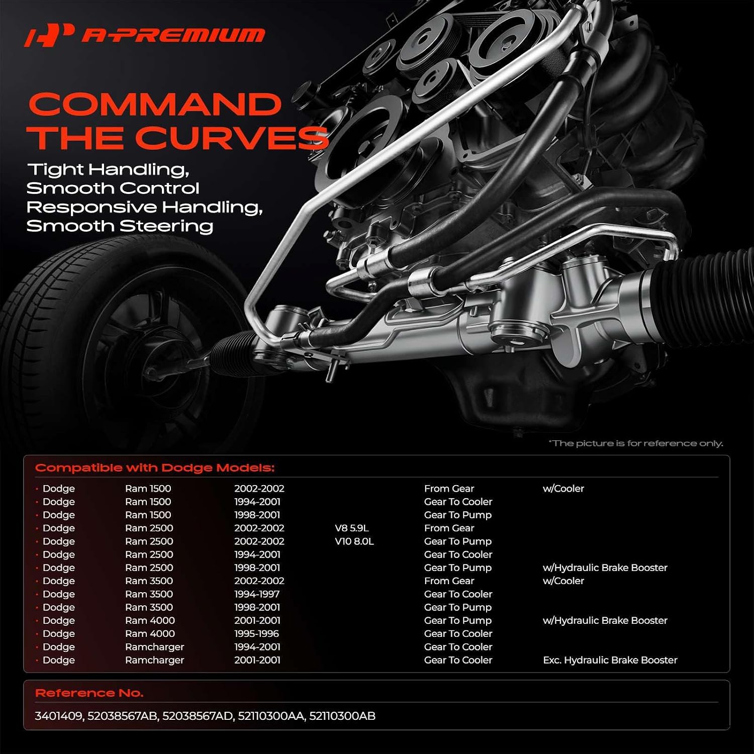 A-Premium Power Steering Return Hose Assembly Compatible with Dodge, Ram image 2