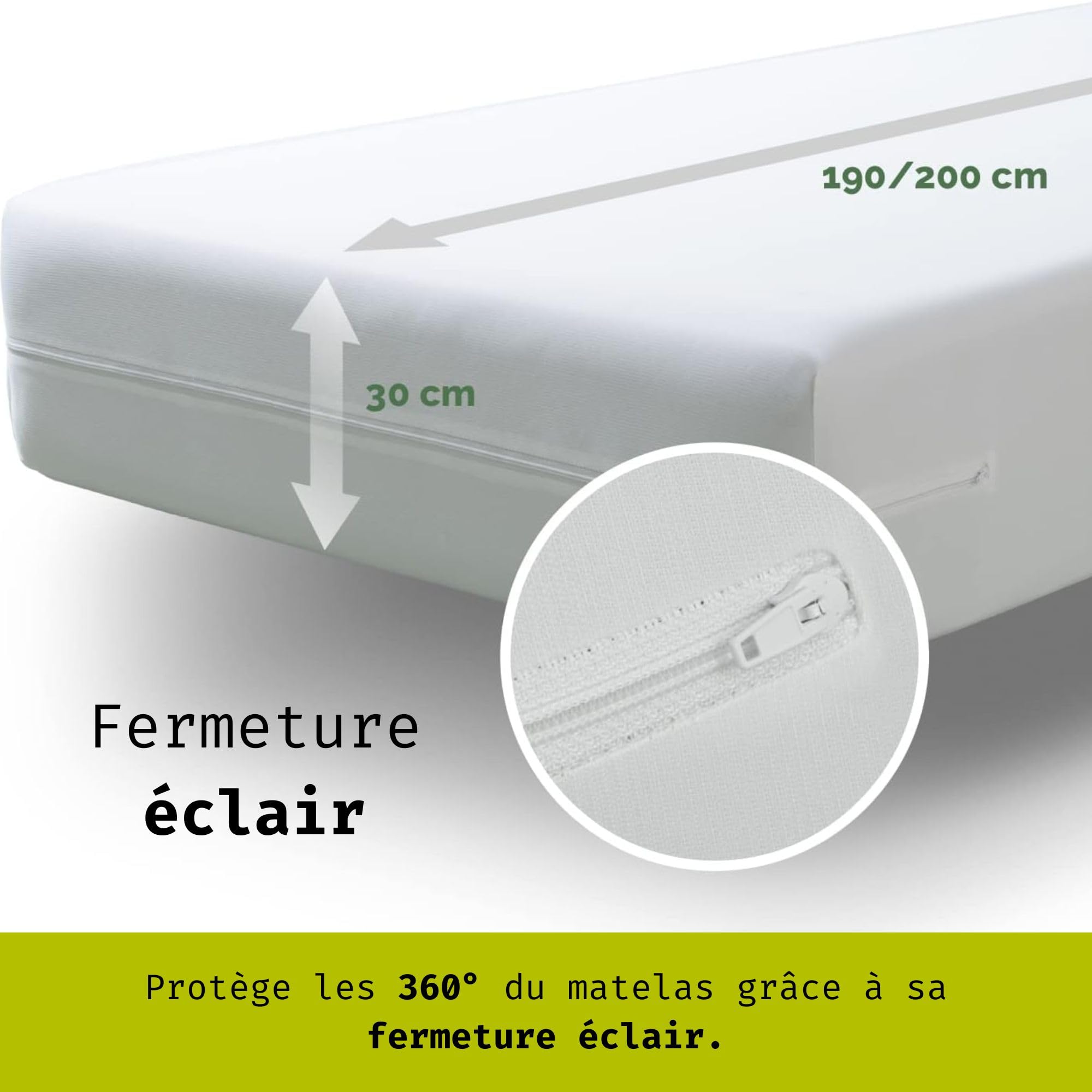 Tural Housse de Matelas 160x200cm Anti-acariens Respirant Certifié Oeko-TEX Alèse Imperméable Blanc