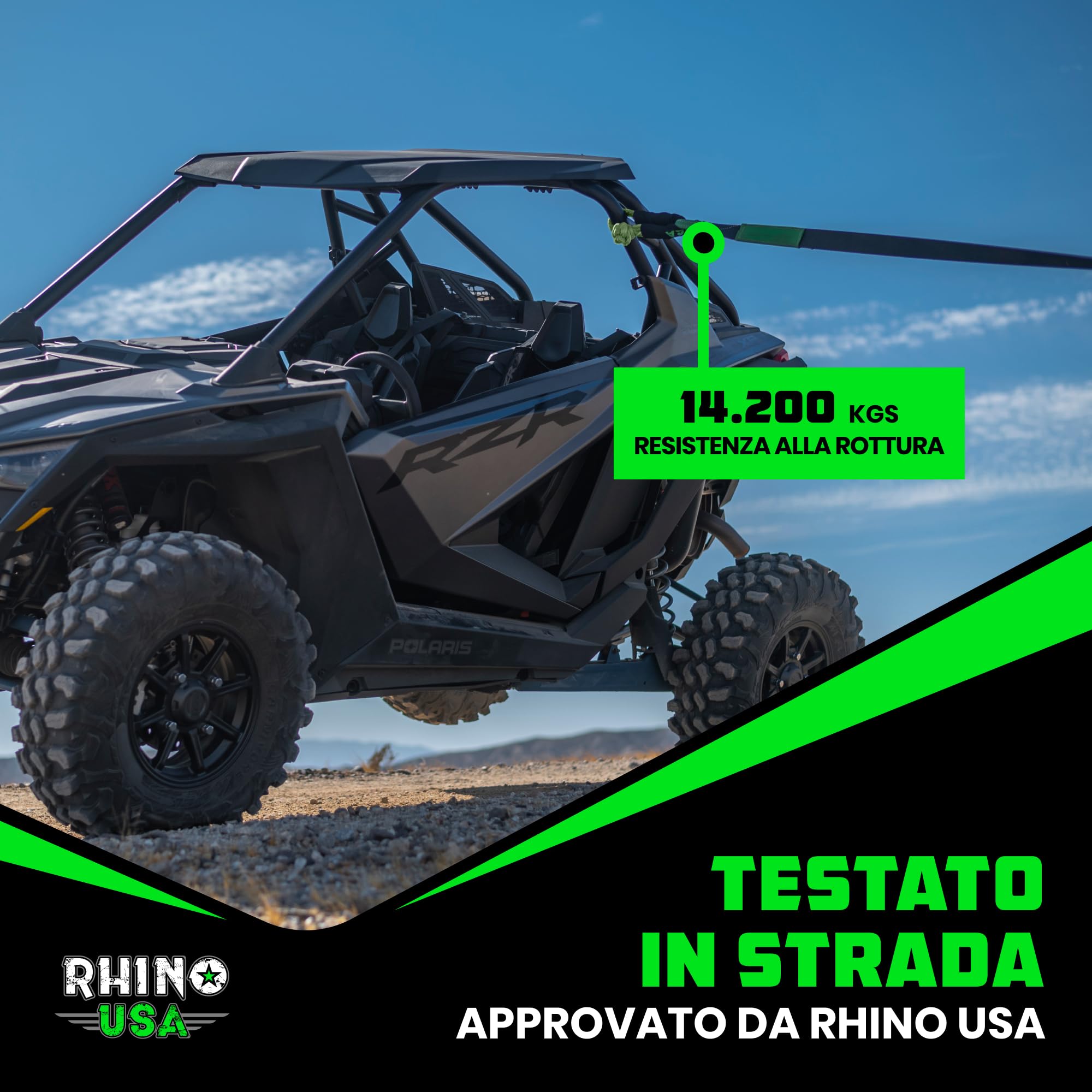 Rhino USA Corda Sintetica con Grillo Morbido (2-Pack) – 1 cm x 56 cm (14.243 kg resistenza alla rottura) - Kit di recupero fuoristrada per camion, UTV, ATV - Compatibile con Jeep, Toyota, Ford e altro