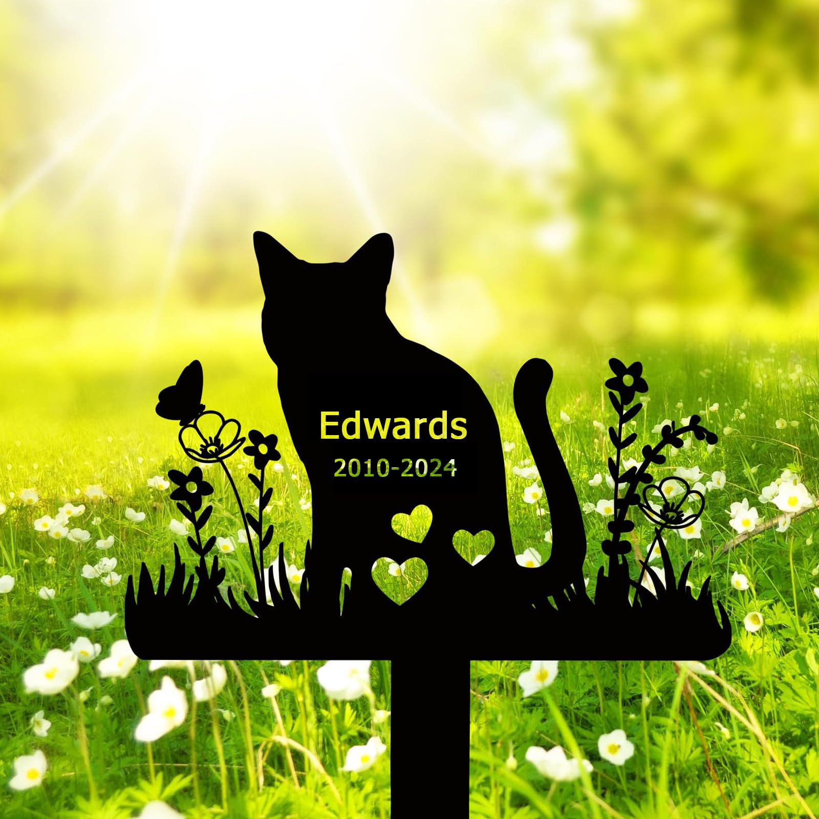 BeNsil Segnacolo Personalizzato per Tomba Animale Domestico, Palo Commemorativo Gatto Giardino Cimitero