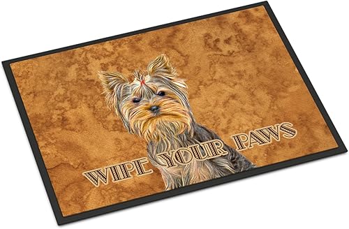 Caroline's Treasures KJ1219MAT Yorkie/Yorkshire Terrier Wipe Your Paws - Tapete para puerta delantera, 18 x 27 pulgadas, tapete para interiores