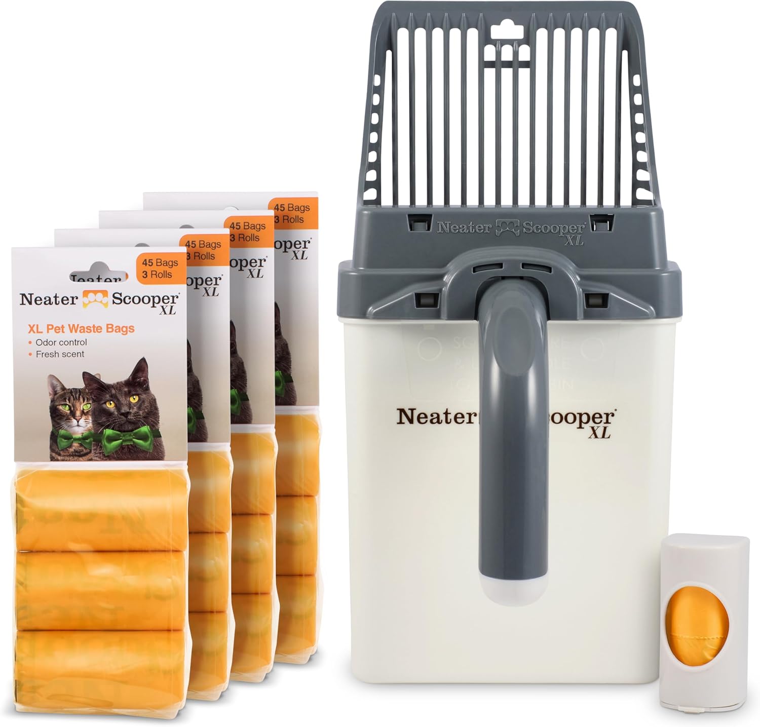 Neater Pets Neater Scooper XL Cat Litter Scoop, 195 Refill Bags – Extra-Large Capacity Mess-Free Cat Litter Scooper with Bag for Large & Multiple Cats, Spill-Proof Litter Box Scooper with Scoop Holder Neater Pets Neater Scooper XL Cat Litter Scoop, 195 Refill Bags – Extra-Large Capacity Mess-Free Cat Litter Scooper with Bag for Large & Multiple Cats, Spill-Proof Litter Box Scooper with Scoop Holder