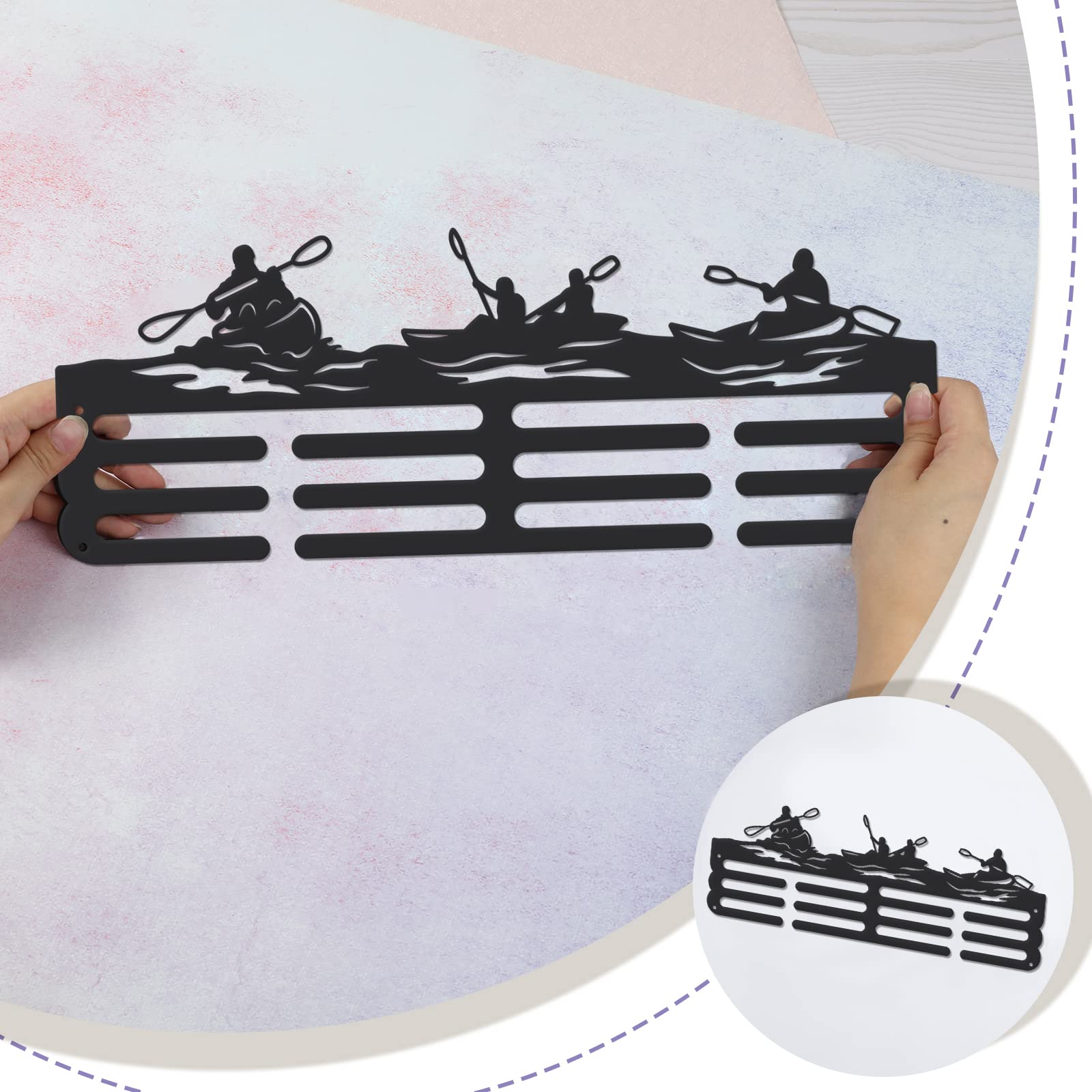 SUPERDANT Soporte para medallas de Kayak para Deportes acuáticos Soporte para medallas de Kayak Ganchos para 40+ medallas de Kayak Soporte para Cintas de Deportes