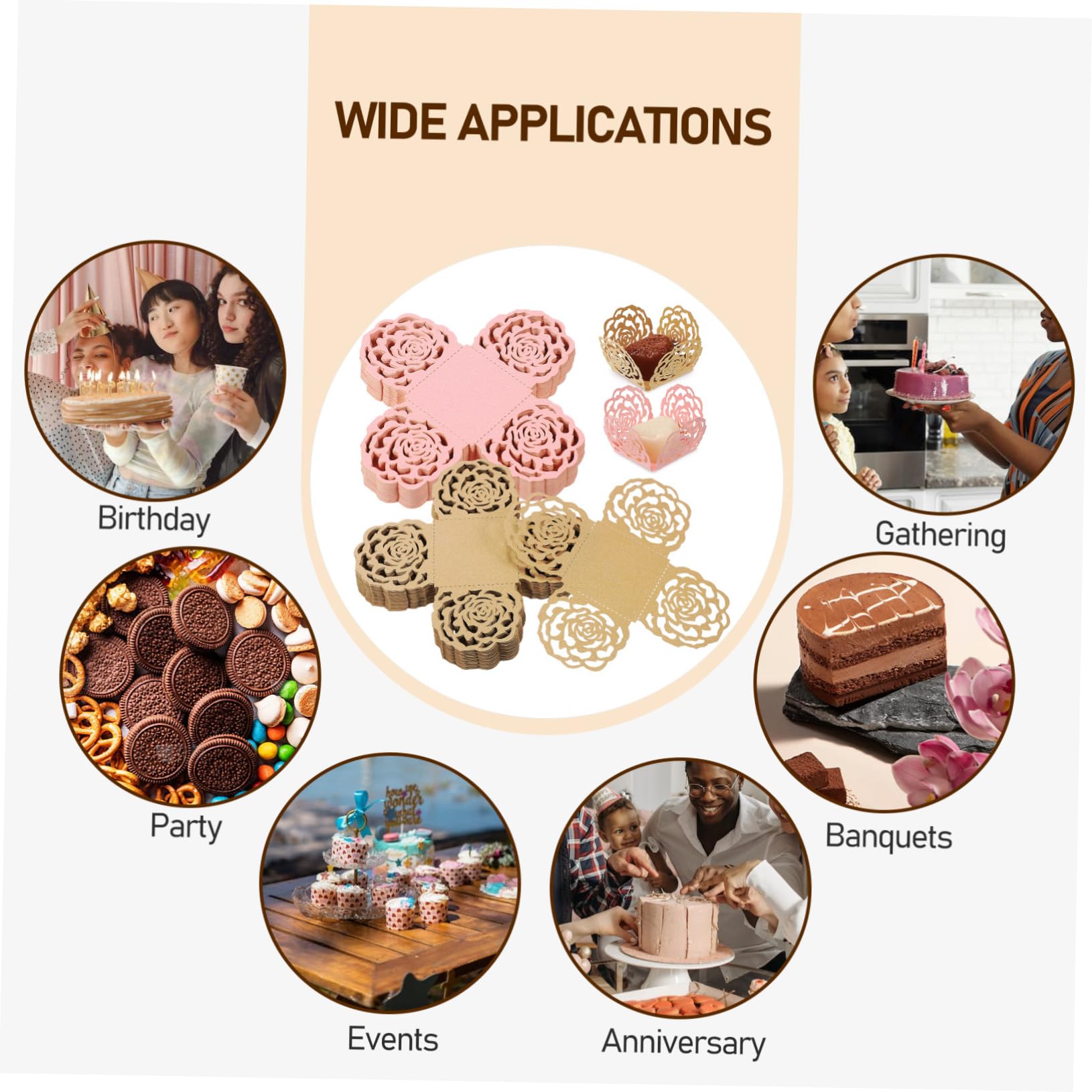 TOPBATHY 5 Ensembles Couvertures De Chocolat Doublure De Petit Gâteau Para Hauts De Forme Point Présentoir De Bonbons Caissettes pour Mini Cupcakes Moules À Pâtisserie Papier 100 Pièces * 5