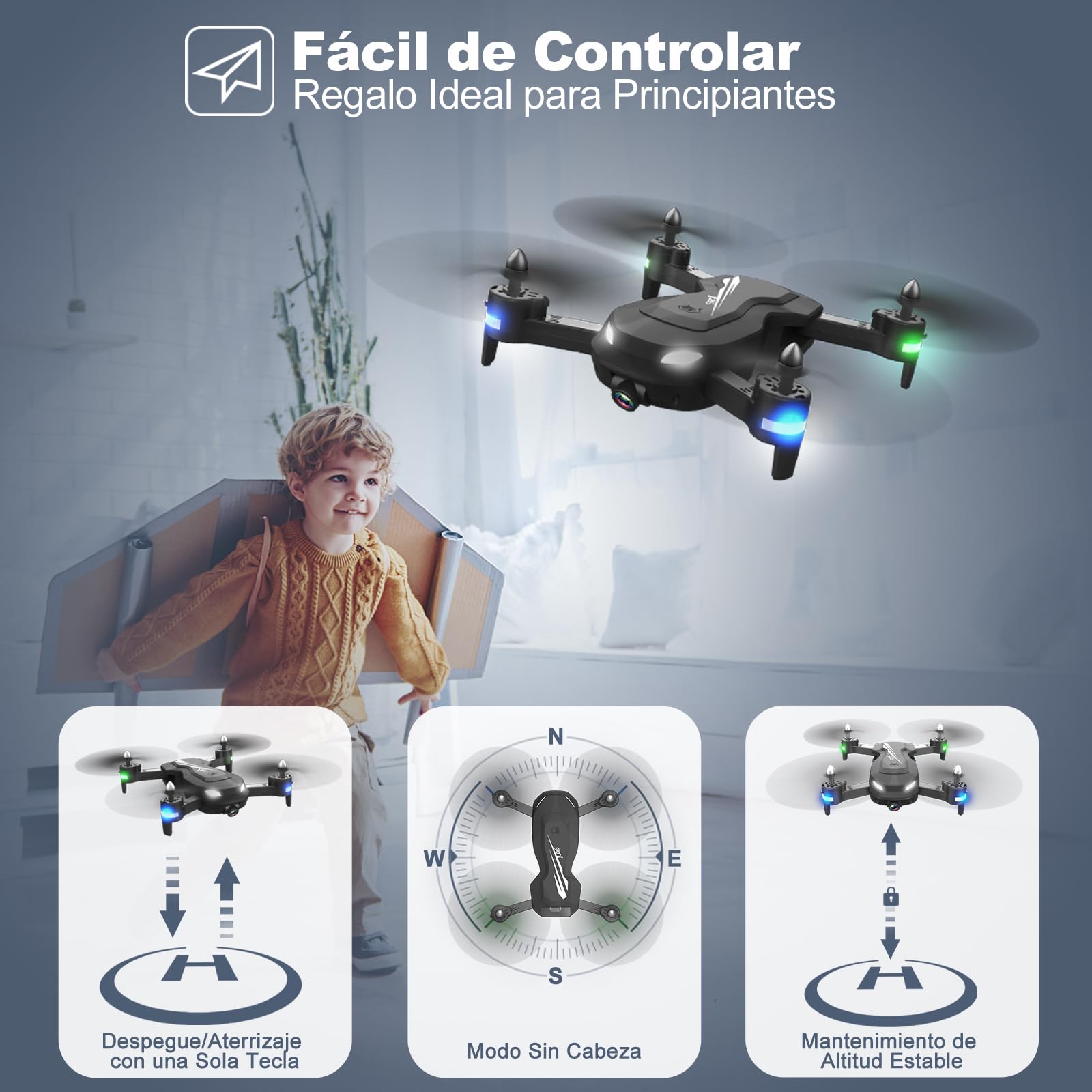 Wipkviey T26 Drone con Cámara 1080P HD – Drone Profesional para Niños y Principiantes, Quadcopter RC con Transmisión FPV en Vivo, 3D Flip, 3 Modos de Velocidad, Incluye 2 Baterías 26 Mins