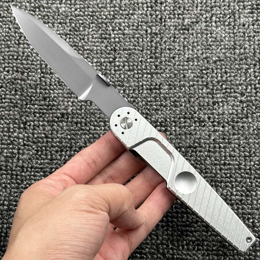 Klappmesser 8.7" Taschenmesser Tragbar aus schwarz stahl, Alu aluminium, Slim Outdoor Messer Survival Jagdmesser Scharfes Einhandmesser, EDC Messer mit clip, N690 edelstahlklinge, Ergonomisches Design