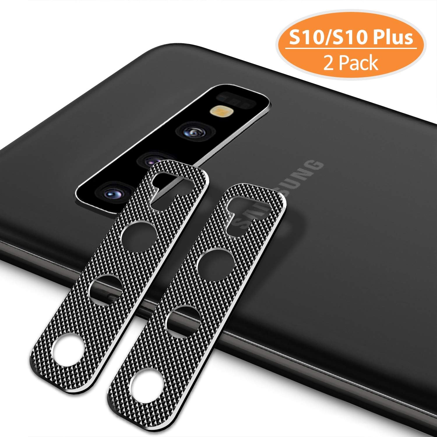 Galaxy S10/S10 Plus Camera Lens Protector – [2 Pack] TINICR 0.2mm Ultra Thin Metal [Not Glass] Back Rear Camera Lens Screen Cover Case Shield Compatible for Samsung Galaxy S10/S10+ - Black